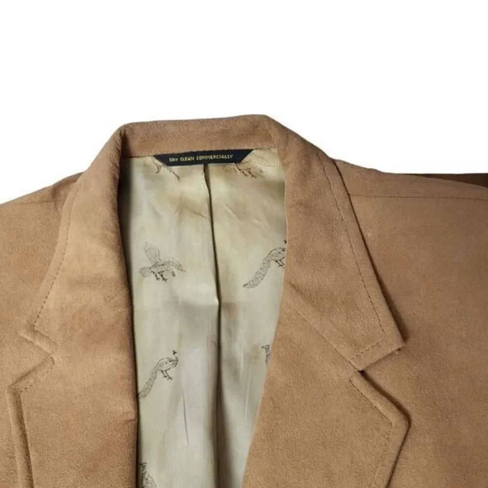 Vintage Tan Suede‎ Blazer Mens 40R Kingsridge Pincus Co USA Sport Coat Old Money